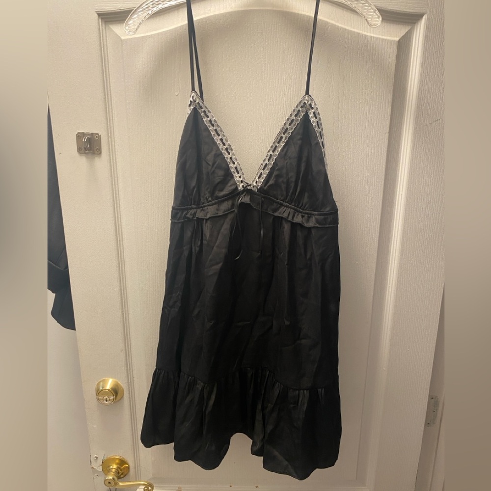 Forever 21 Lace Trim Black Babydoll Dress